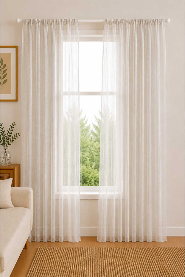 Daria White Custom Size Tulle Curtain 120X250 Without Pleats