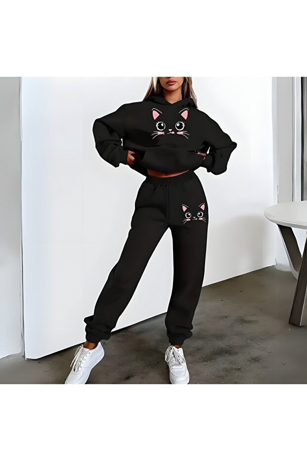 Unisex Character Hooded Sweatshirt Set - Face and All-Over Surface Printed, Comfortable Lace-Up Hoodie