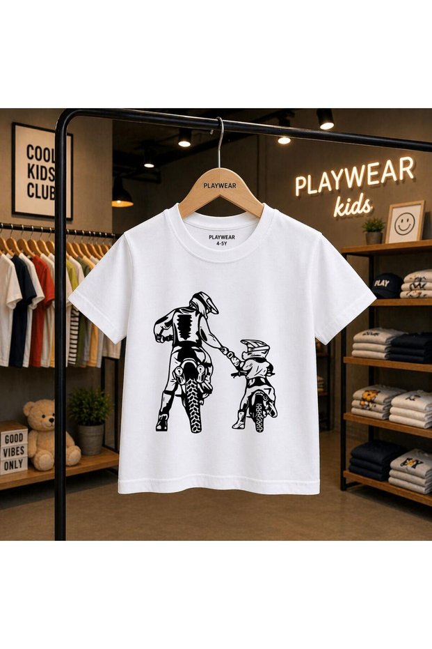Moto Sport Printed 100% Children's Unisex T-Shirt 5 6 -7 8-9 10 -11 12 Years Old