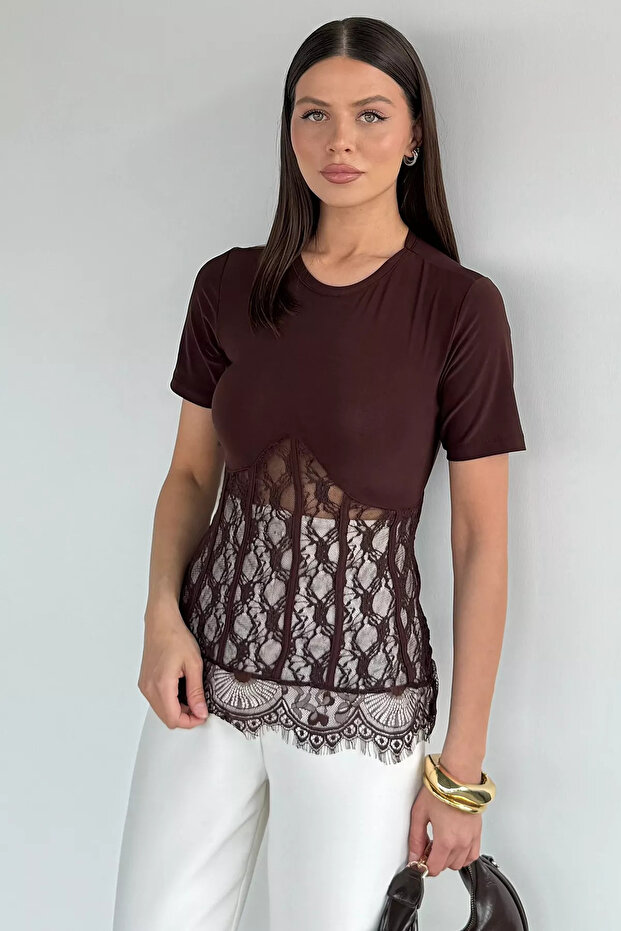 Coffee Women's Lace Blouse