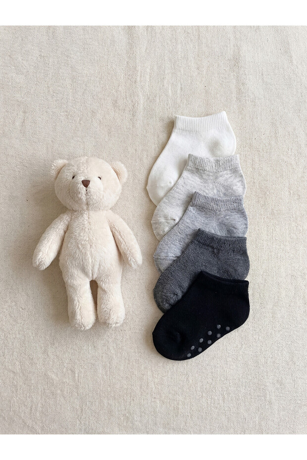 Nevavm Farkıyla Basic Baby Boy Booties Socks 5-Pack
