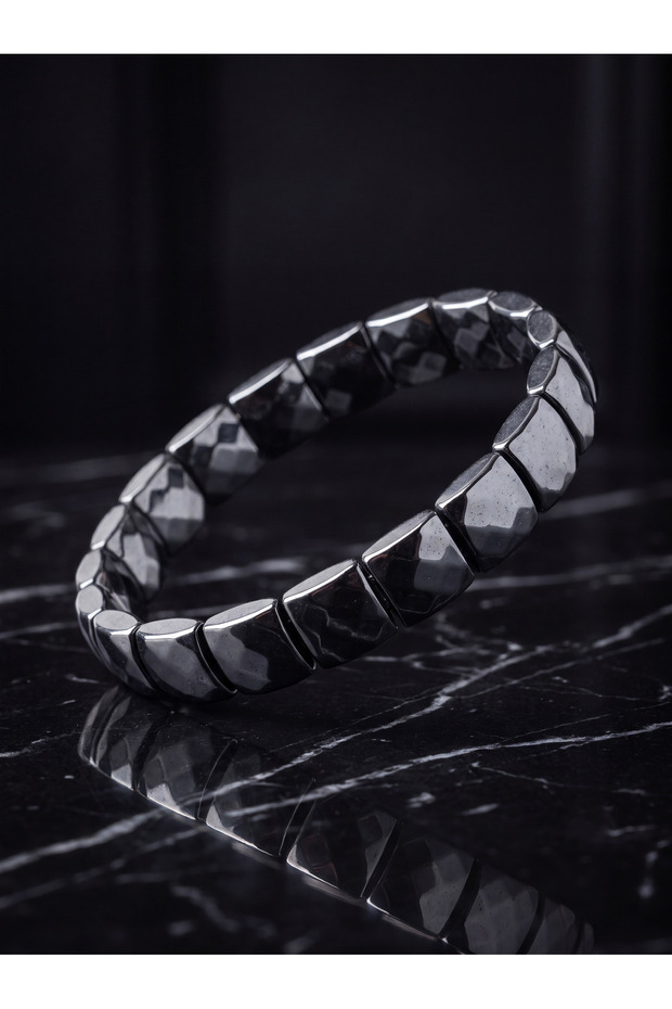 Hematite Natural Stone Men's Bracelet (Model 12)