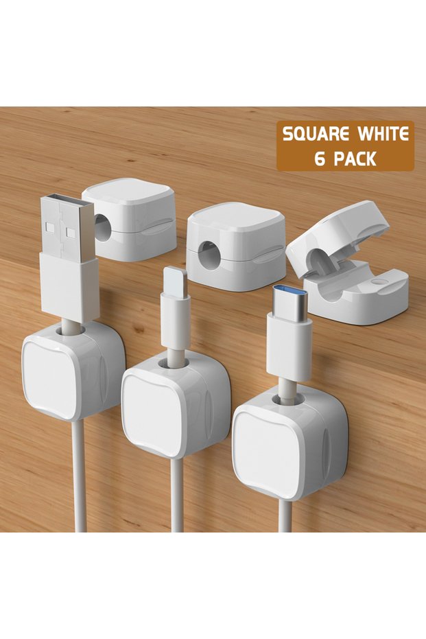 6pcs White Magnetic Cable Clip Cable Holder 1/6/12pcs Adhesive Wire Keeper Cord Cable Organizer for