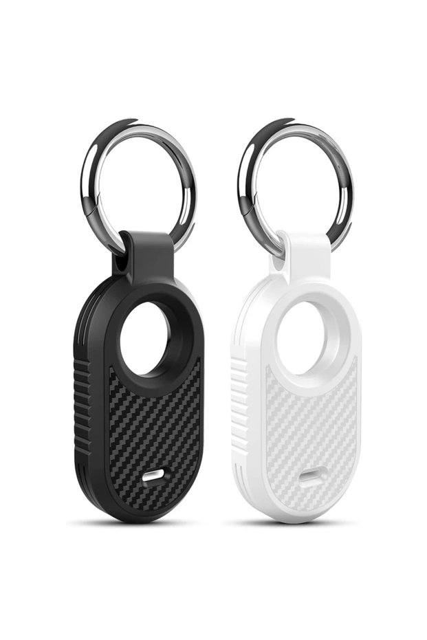 2PCS-WB Carbon Fiber Style Case For Samsung Galaxy Smart Tag 2 Locator Anti-lost Backpack Keychain T