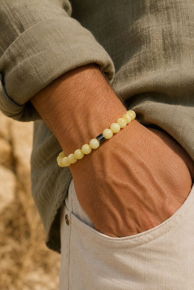 Calcite Men's Bracelet | Energy Renewal & Transformation | Natural Stone