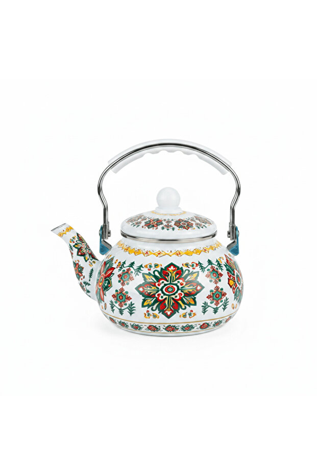 Enamel Kettle With Floral Mandala Design - 2.5 Litre