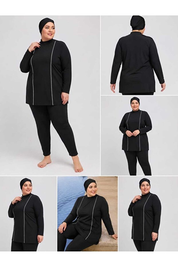 Classic Battal Full Hijab Black Swimsuit
