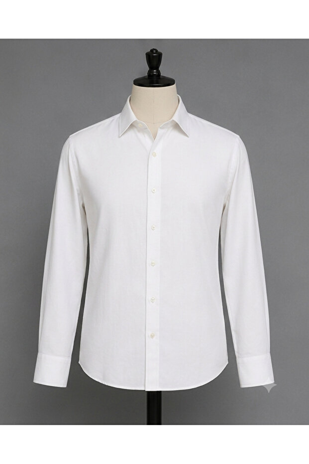 Men's Long Sleeve Plain Muslin Shirt