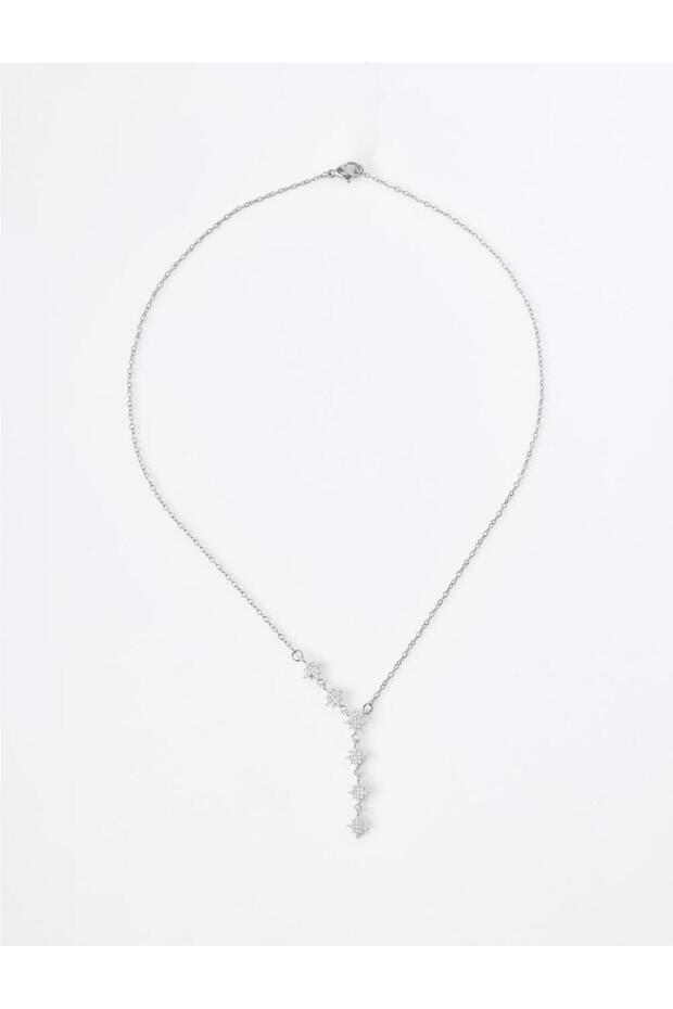 Elegant Y Necklace with Silver Color Star Detail