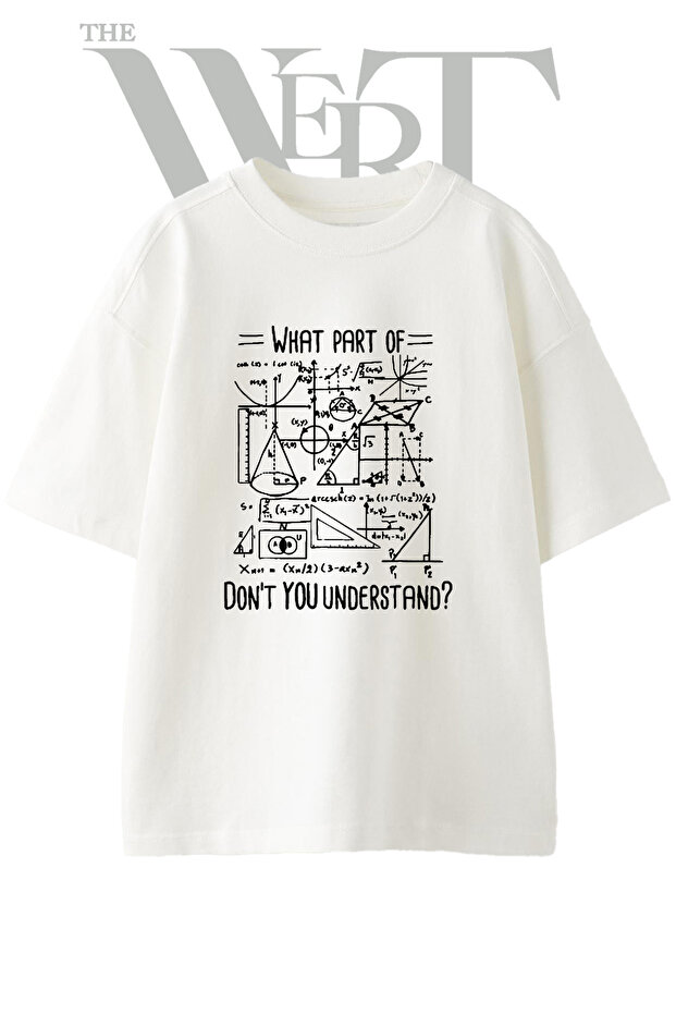 Mathematics Formulas Design Printed Unisex White Oversize T-Shirt