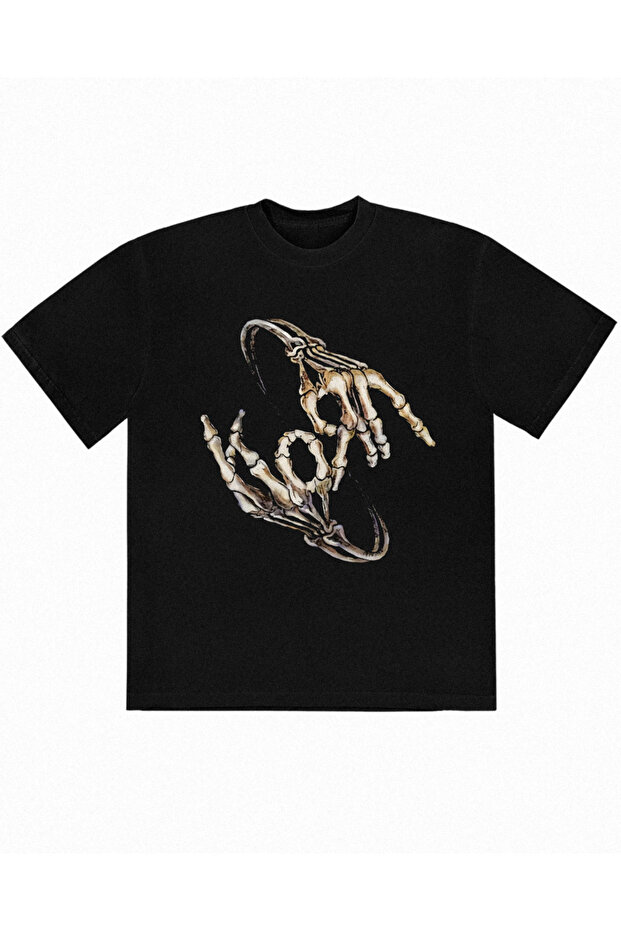 تي شيرت كبير الحجم مطبوع عليه Korn Bones للجنسين