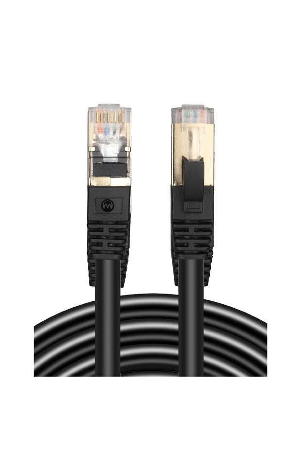 كابل توصيل إيثرنت CAT8 SSTP بطول 3 أمتار - سرعة عالية 10 جيجابت في الثانية، موصل RJ45 مطلي بالذهب، غلاف LSZH - أسود (MR883PC)