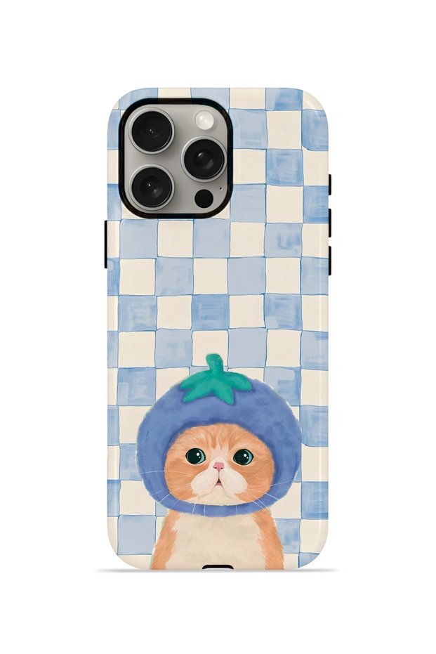 iPhone 15 Pro Vorian Double Layer Case Blueberry Cat Check