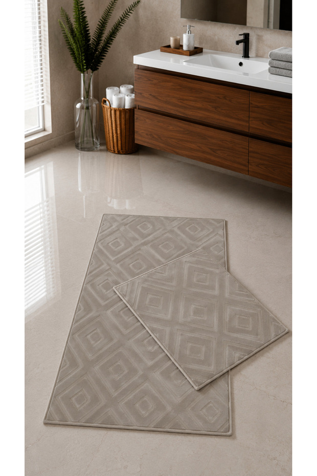 2-Piece Washable Non-Slip Base Bathroom Mat Set