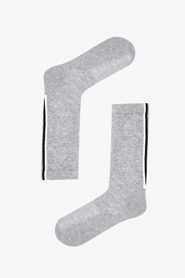 Gray Men's Striped Long Socks