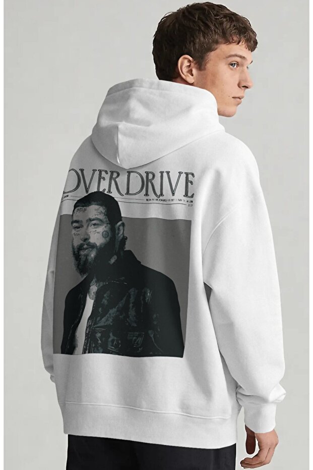 Post Malone Overdrive Rapper Singer Back Printed Unisex Oversize Combed Cotton Hoodie