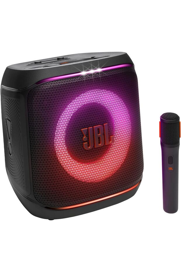 PartyBox Encore 2 Portable Bluetooth Speaker with Wireless Mic and AI Boost, 15H Battery, Dynamic Lights, Auracast, Karaoke & Guitar Input, IPX4 Splashproof - JBLPBENCORE2UK