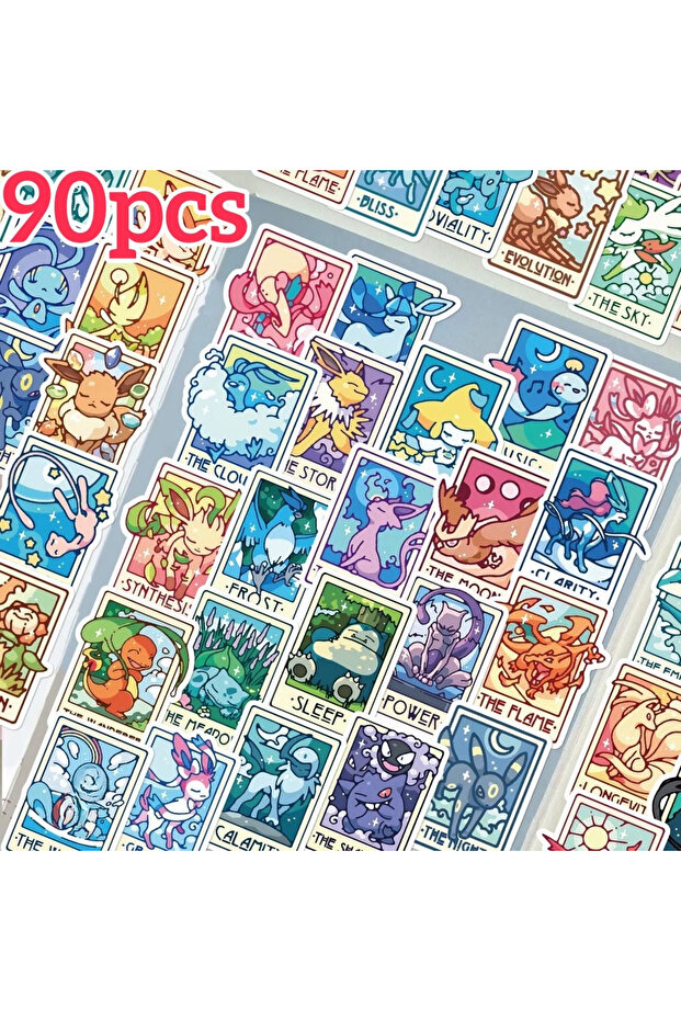 Bandai 90pcs 90pcs Unique Pakém Tarot Card Stickers Waterproof Cute Cartoon Decals for Phone Case La