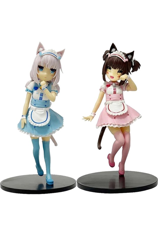 Bandai 2Pcs - No Box 18CM Anime NEKOPARA Figure chocola And vanilla Cute Stand Animation Model Toys