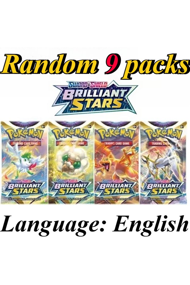 Bandai BRILLANT 9 Packs Pokémon Card Packs Bright Stars Prismatic Evolutions,PALDEAN FATES,English R