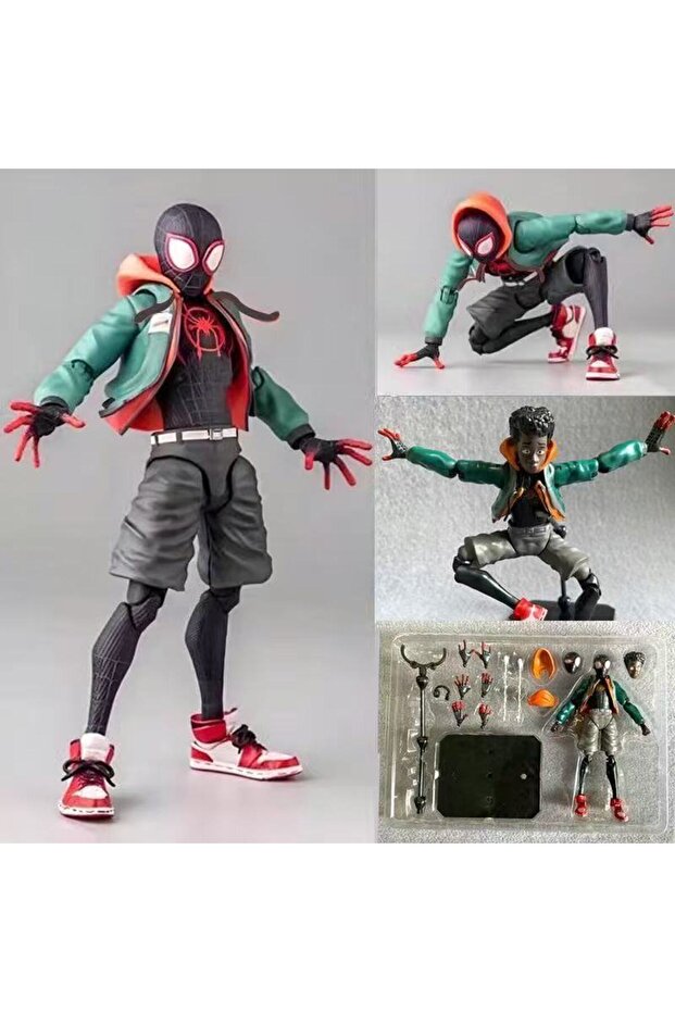 Bandai 1 Miles Morales Spider Man Action figures 15cm Multi-Accessories Super Hero Spiderman Movable