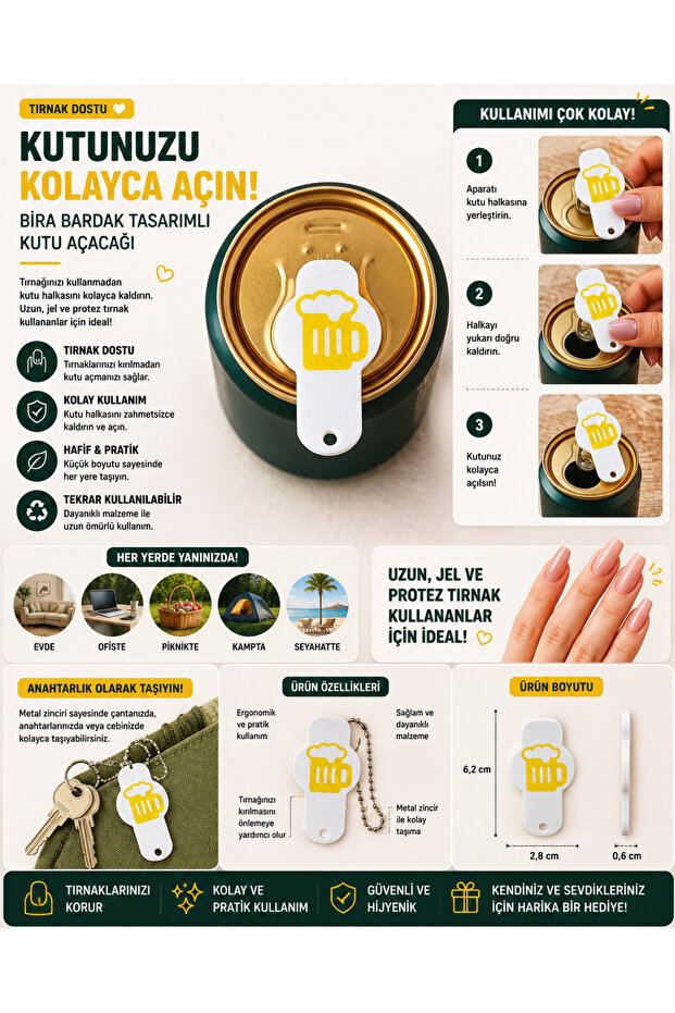 🍺   Beer Glass Design Nail-Friendly Can Opener