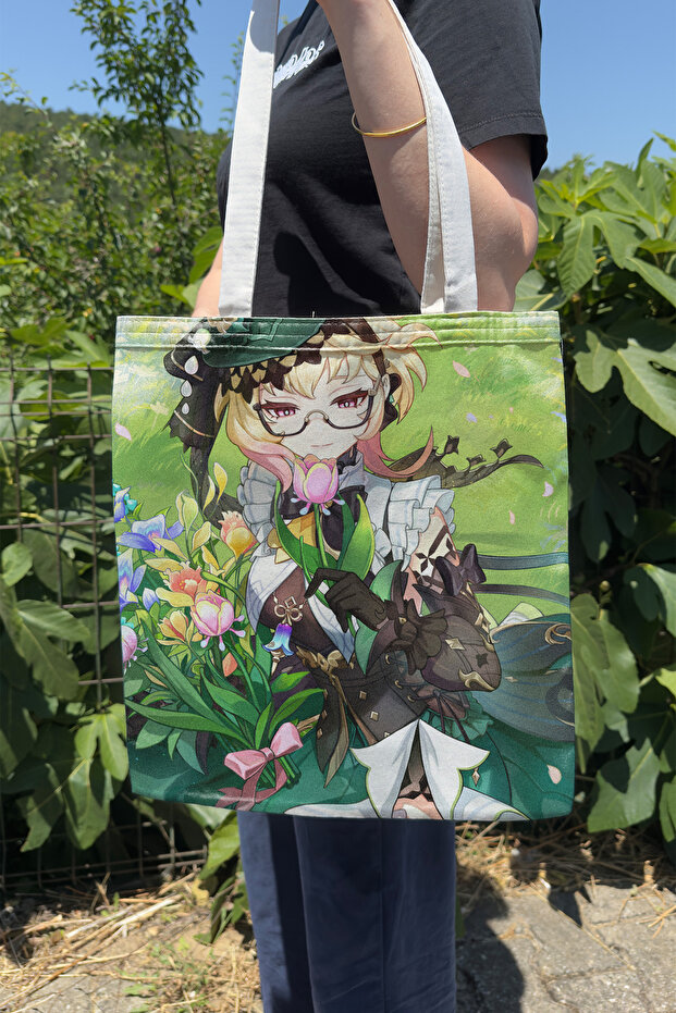 Emilie Genshin Impact V5 Double-Sided Canvas Print Tote Bag Anime Bag