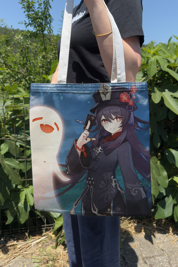 Hu Tao Genshin Impact V1 Double-Sided Canvas Print Tote Bag Anime Bag
