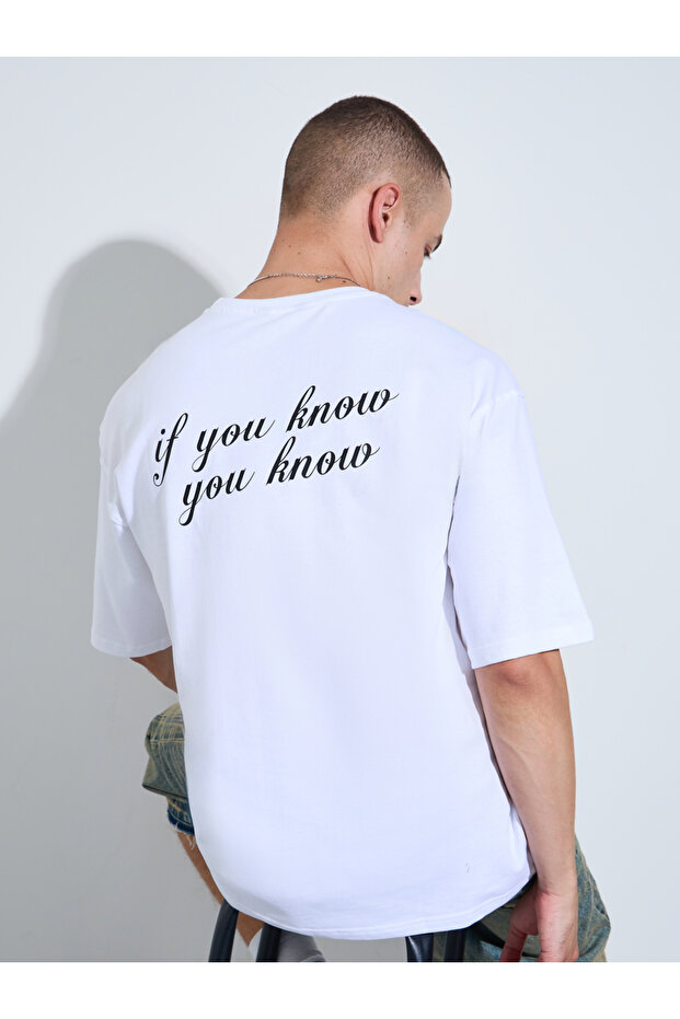 Men White Graphic Print Oversized T-Shirt