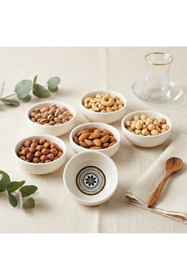 Minel 8 cm 6-Piece Porcelain Breakfast Presentation-Snack Bowl Set