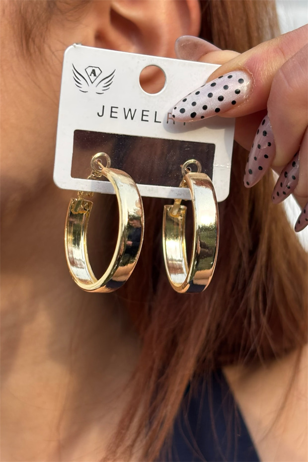 Gold Color Flat Hoop Women's Earrings