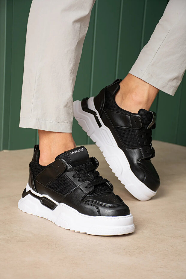 Zrc2617 - Premium High Quality 5.5 cm Thick Sole Men's Sneaker Black White