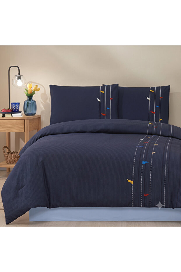 Ranforce Single Duvet Cover Set Fore Shore Navy Blue
