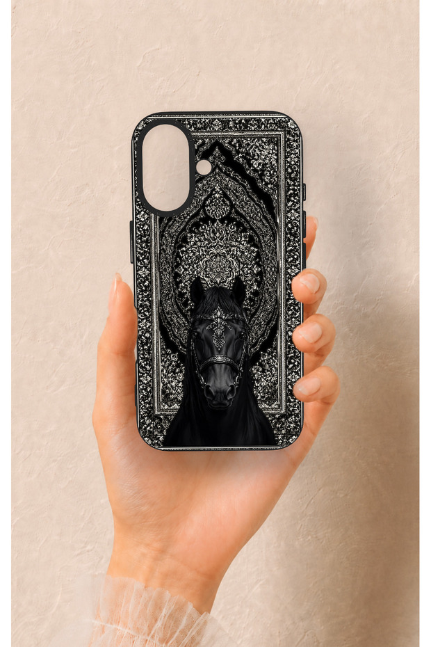 iPhone 16 Compatible Ethnic Horse Figure Patterned Silicone Case