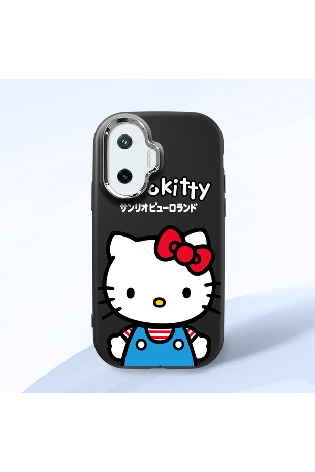 Poco F7 Compatible Case Camera Protector Black Silicone Couple Phone Case Kitty Patterned