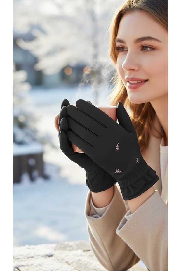 Parachute Fabric Touchscreen Plush Inside Women Gloves