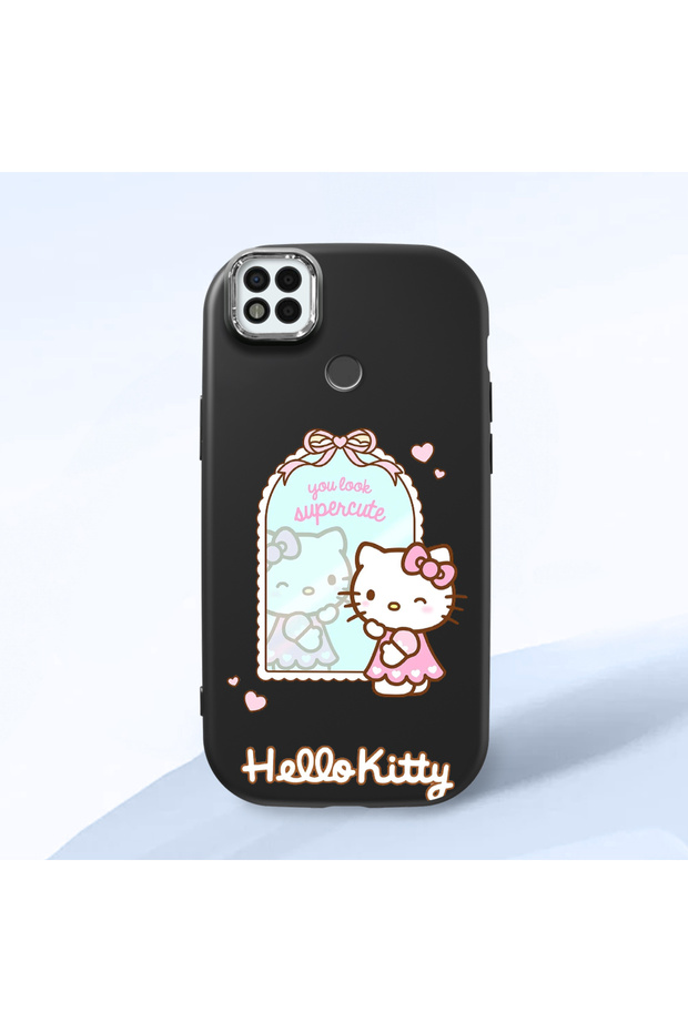 Poco C31 Compatible Case Camera Protector Black Silicone Couple Phone Case Kitty Patterned