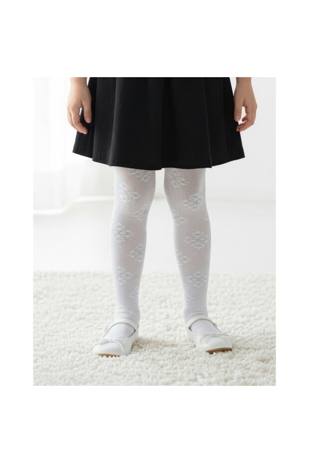 Floral Patterned Girls' Pantyhose - İba