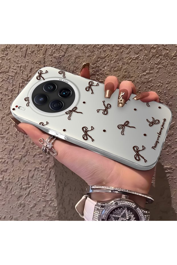 Tecno Camon 40 Premier Compatible High-Quality Brown Bow and Dot Printed Case