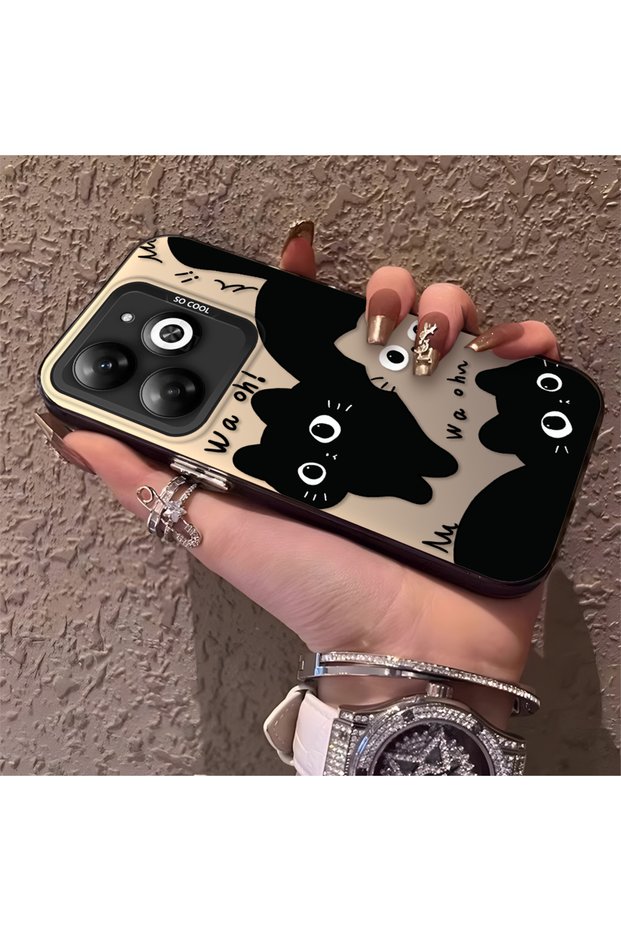 Tecno Spark 20C Compatible High-Quality Fun Black Cat Printed Case, Cute Stylish Shock