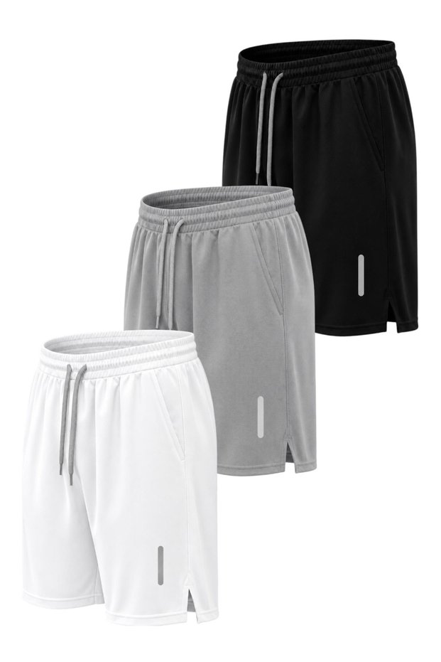 3-Piece Breathable Fabric Fitness Tennis Sports Shorts