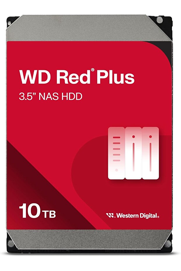10TB WD Red Plus NAS Internal Hard Drive HDD - 7200 RPM, SATA 6 Gb/s, CMR, 256 MB Cache, 3.5" - WD101EFBX