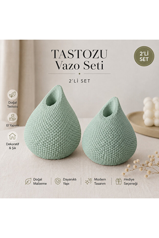 Taş tozu ikili vazo