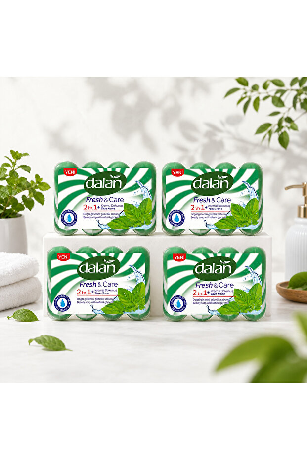 Fresh & Care Fresh Mint Natural Glycerin Beauty Soap 90g X4 (4 Pieces)