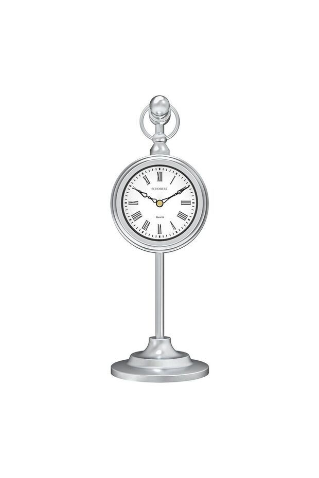 Metal Table Stand Clock(6010QW) Silver Color, Silent Movement, Italian Design