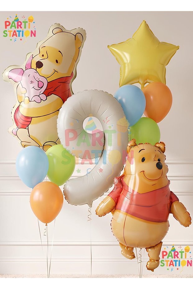 Winnie the Pooh Balloon Set 9 Years Old 10 Pieces Winnie the Pooh and Piglet Concept Balloon