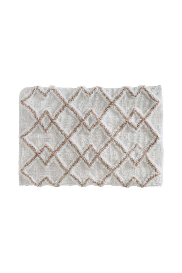 Covor 50x75 cm, Alb, Taupe