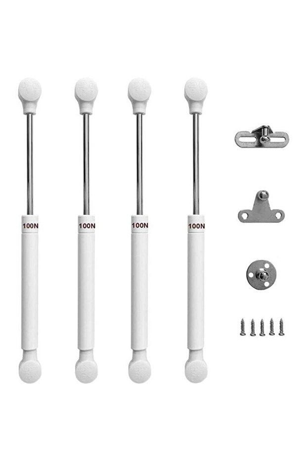 A set of 4 kitchen cabinet door gas springs, including a 100N upward-opening gas spring, hinge damper, and pneumatic piston support, for lifting...