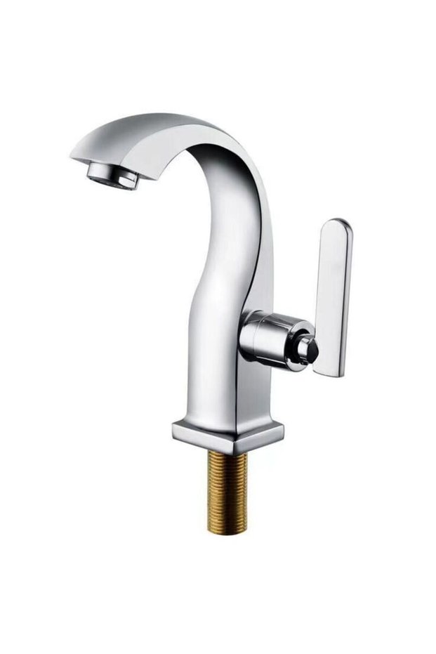 Single-hole cold water faucet, chrome-plated bathroom sink faucet, single-bar brass sink faucet, bathroom cold water faucet, garden and home products.