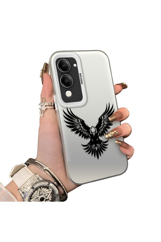 Vivo Y04 Compatible Hard Acrylic Back Silicone Edge Lens Protection Case